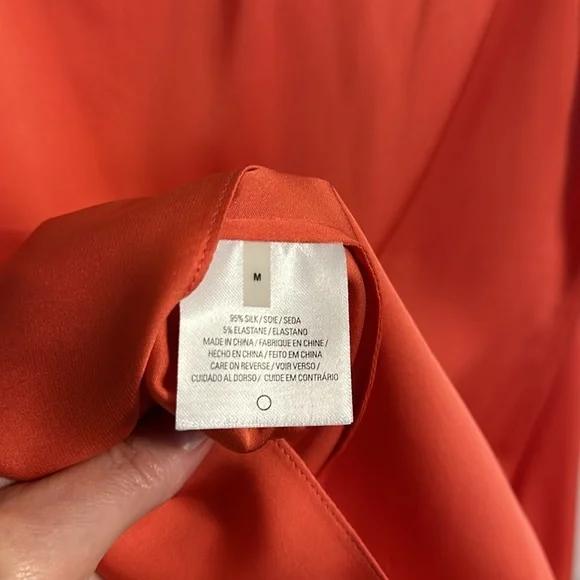 NWT-Elie Tahari silk top, orange, sz Med. - Picture 6 of 6